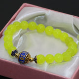 Vintage Lemon Chalcedony Jade Bracelet 8mm Round Beads