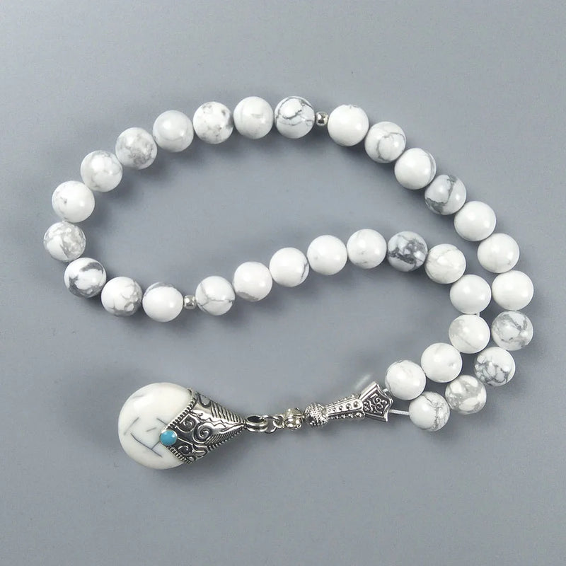 Howlite 10mm Natural Stone Tasbih with Pendant for Muslim Wedding