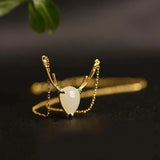 Diamond-Studded Hetian Chalcedony Elk Pendant Necklace