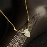 Diamond-Studded Hetian Chalcedony Elk Pendant Necklace