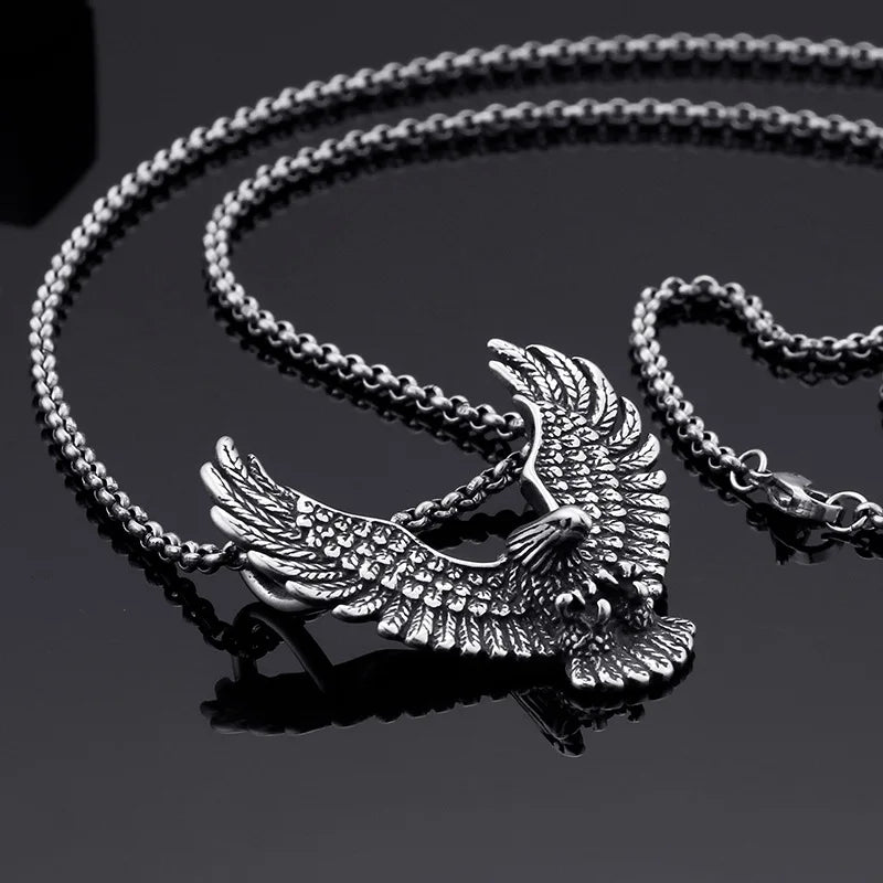 Titanium Stainless Steel Men's Eagle Wings Pendant