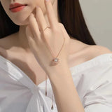 Double Letter-C Zircon Pendant Necklace Clavicle Chain