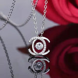 Double Letter-C Zircon Pendant Necklace Clavicle Chain
