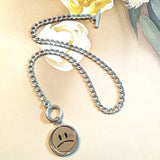 Smiling Crying Face Pendant Necklace Rotatable Street Couple Expression