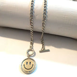 Smiling Crying Face Pendant Necklace Rotatable Street Couple Expression