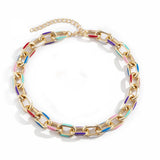 Drip Oil Rainbow Necklace Cross Aluminum Chain Hip Hop Geometric Necklace
