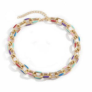 Drip Oil Rainbow Necklace Cross Aluminum Chain Hip Hop Geometric Necklace