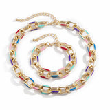 Drip Oil Rainbow Necklace Cross Aluminum Chain Hip Hop Geometric Necklace