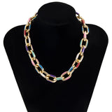 Drip Oil Rainbow Necklace Cross Aluminum Chain Hip Hop Geometric Necklace