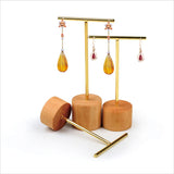 Earring Holder Display Stand, Wrought Iron Solid Wood Stud Storage
