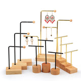Earring Holder Display Stand, Wrought Iron Solid Wood Stud Storage