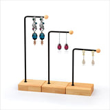 Earring Holder Display Stand, Wrought Iron Solid Wood Stud Storage