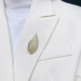 14K Plated Natural Pearl Leaf Brooch Lady Costume Jewelry Accessory