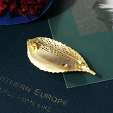 14K Plated Natural Pearl Leaf Brooch Lady Costume Jewelry Accessory