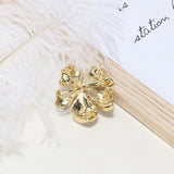 14K Plated Freshwater Pearl Flower Brooch Lady Costume Jewelry