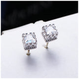 925 Silver Pave Round CZ Crystal Stud Earrings