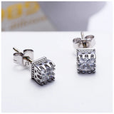 925 Silver Pave Round CZ Crystal Stud Earrings