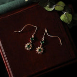 Emerald Gem Star Earrings Retro Palace Diamond Jewelry