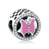 European Cup Butterfly Rose Red Pink Spacer Clip DIY Bead Charm