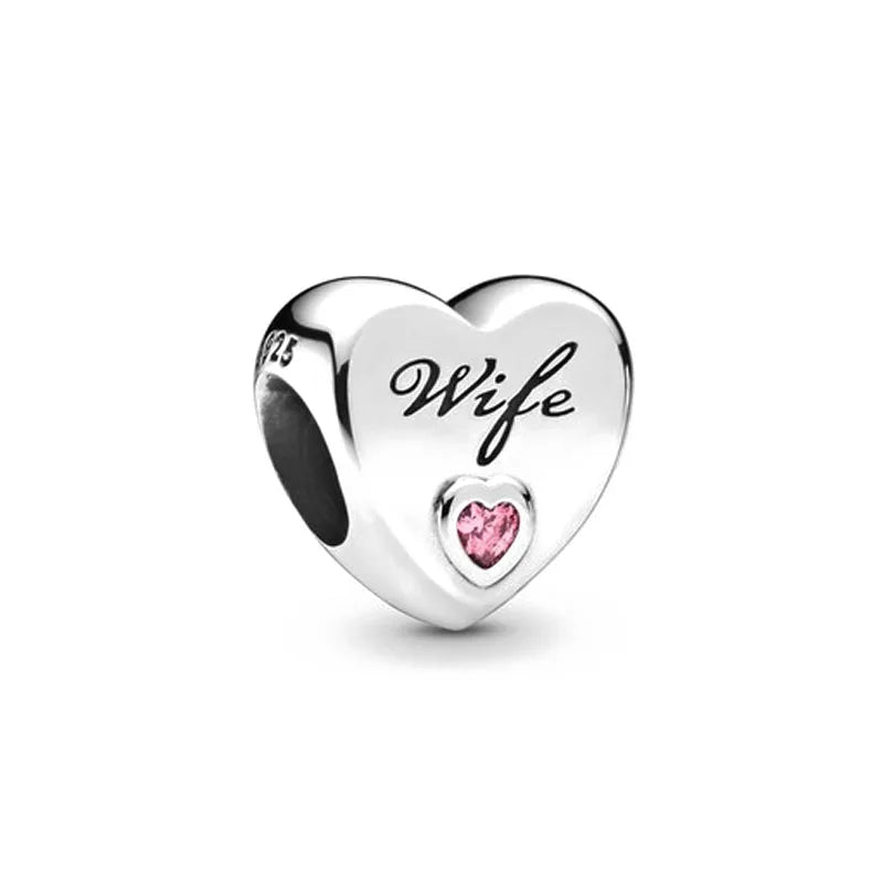 European Heart Shape Charms 925 Silver Bracelet DIY Women Jewelry