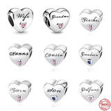 European Heart Shape Charms 925 Silver Bracelet DIY Women Jewelry