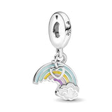 European Mother Son Ribbon Happy Birthday Cake Pendant Silver 925 Bracelet DIY
