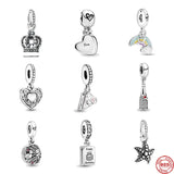 European Mother Son Ribbon Happy Birthday Cake Pendant Silver 925 Bracelet DIY