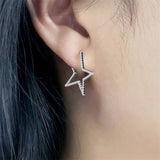 Big Star Earrings Diamond Zircon S925 Silver INS Women's Jewelry