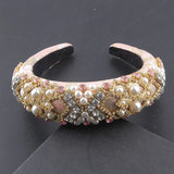 Exaggerated Baroque Headband with Rhinestones and Pearls
