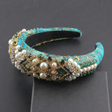 Exaggerated Baroque Headband with Rhinestones and Pearls