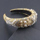 Exaggerated Baroque Headband with Rhinestones and Pearls