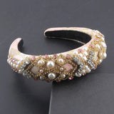 Exaggerated Baroque Headband with Rhinestones and Pearls