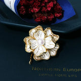 14K Plated Freshwater Pearl Flower Dress Brooch Lady Jewelry Accessory
