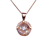 14K Rose Crystal Necklace Clavicle Chain Pendant
