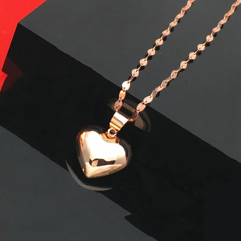 14K Rose Plated Purple Peach Heart Pendant Romantic Wedding Jewelry