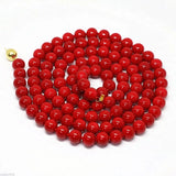 35'' 8mm Red Coral Round Beads Necklace