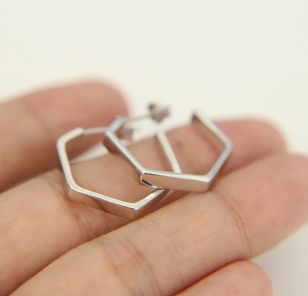 925 Silver Geometric Open Earrings for Women