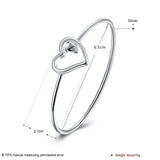 925 Silver Heart Bangles Bracelets for Women Party Wedding Jewelry