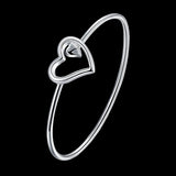 925 Silver Heart Bangles Bracelets for Women Party Wedding Jewelry