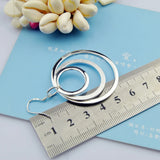 925 Silver Women's Round Hoop Earrings, Exaggerated Female Charm Earrings