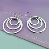 925 Silver Women's Round Hoop Earrings, Exaggerated Female Charm Earrings