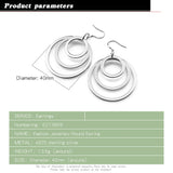 925 Silver Women's Round Hoop Earrings, Exaggerated Female Charm Earrings