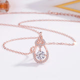 925 Sterling Silver Heart Lock Necklace Crystal Bear Pendant Chocker
