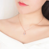 925 Sterling Silver Heart Lock Necklace Crystal Bear Pendant Chocker
