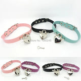 Punk Leather Choker Necklace Heart Lock Rivet Harajuku Collar Goth Neck Belt