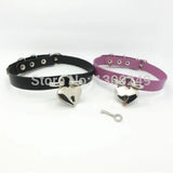 Punk Leather Choker Necklace Heart Lock Rivet Harajuku Collar Goth Neck Belt