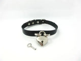 Punk Leather Choker Necklace Heart Lock Rivet Harajuku Collar Goth Neck Belt