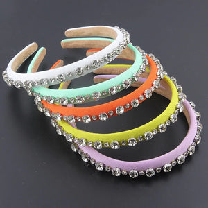 Rhinestone Hair Band Thin Silk Strip Street Beach 860