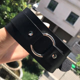 Punk Chain Goth Choker Wide Leather Necklace for Women