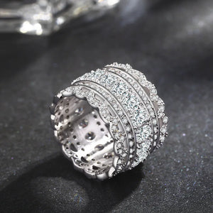 Women's Crystal Lace Hollow Engagement Ring
